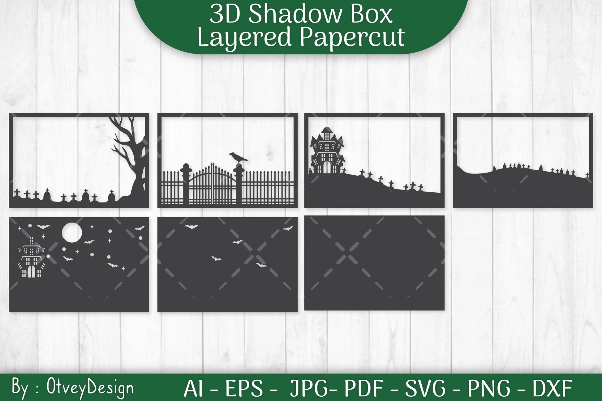 Halloween Scene 3D ShadowBox Layered Papercut SVG Bundle - CraftNest - Digital Crafting and Art