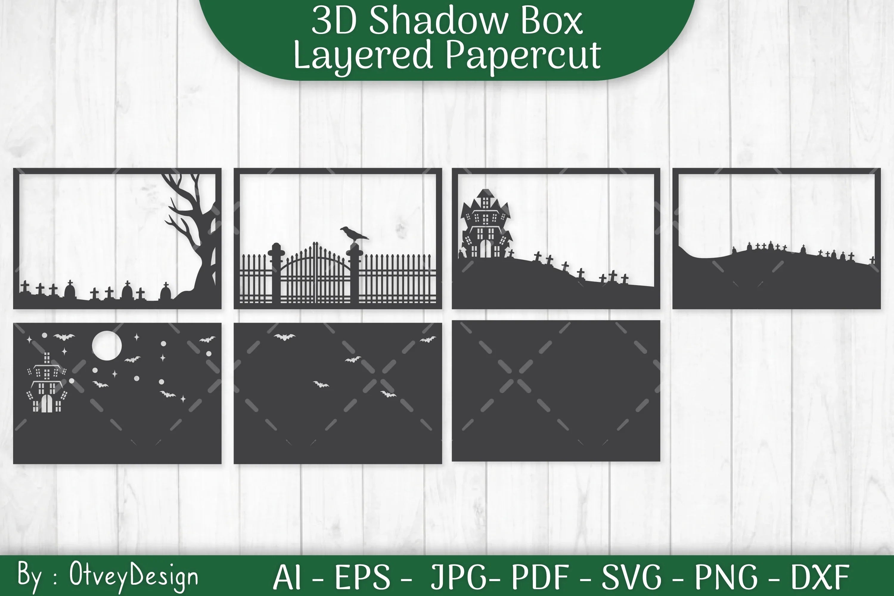 Halloween Scene 3D ShadowBox Layered Papercut SVG Bundle - CraftNest - Digital Crafting and Art