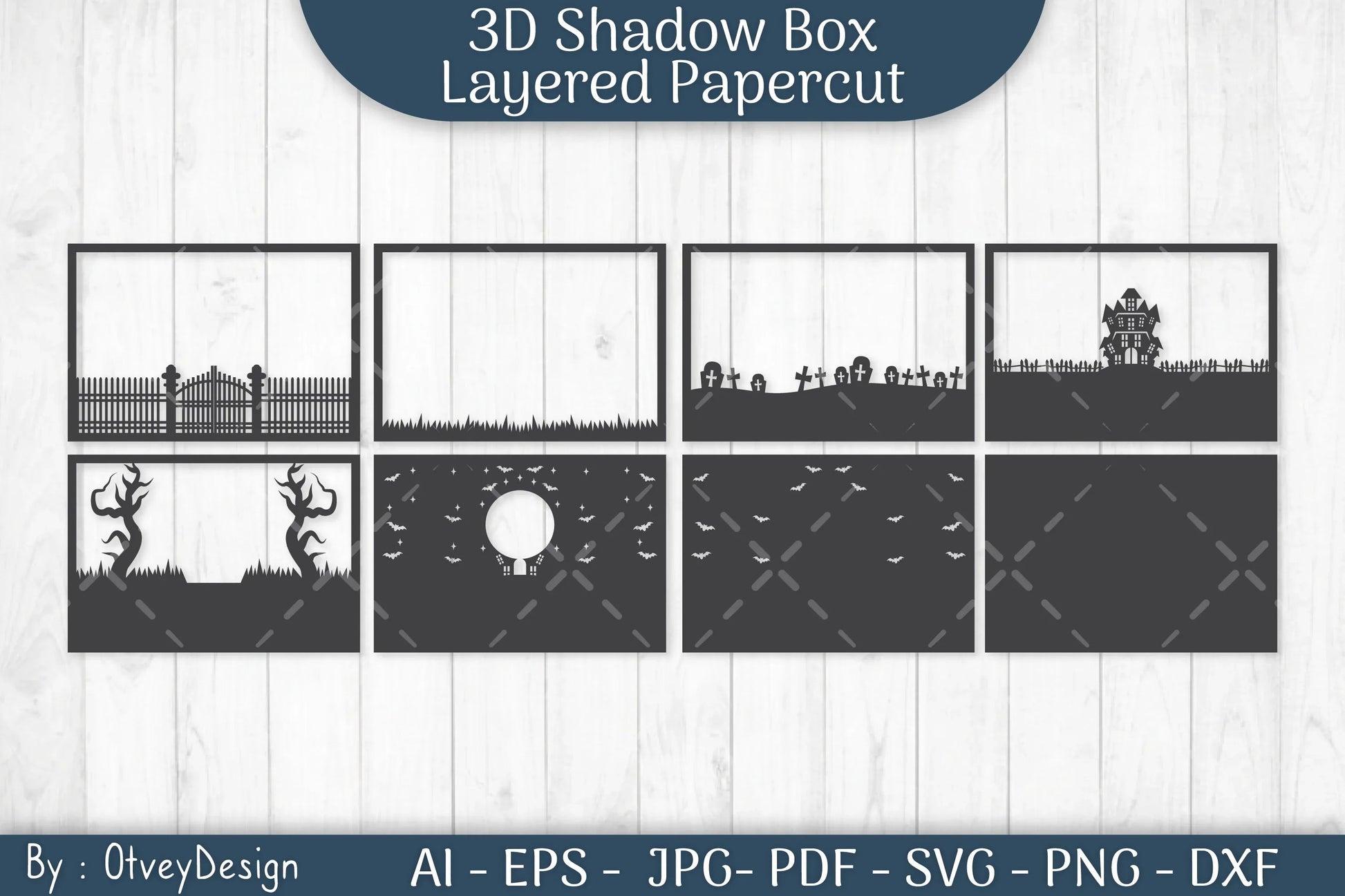 Halloween Scene 3D ShadowBox Layered Papercut SVG Bundle - CraftNest - Digital Crafting and Art