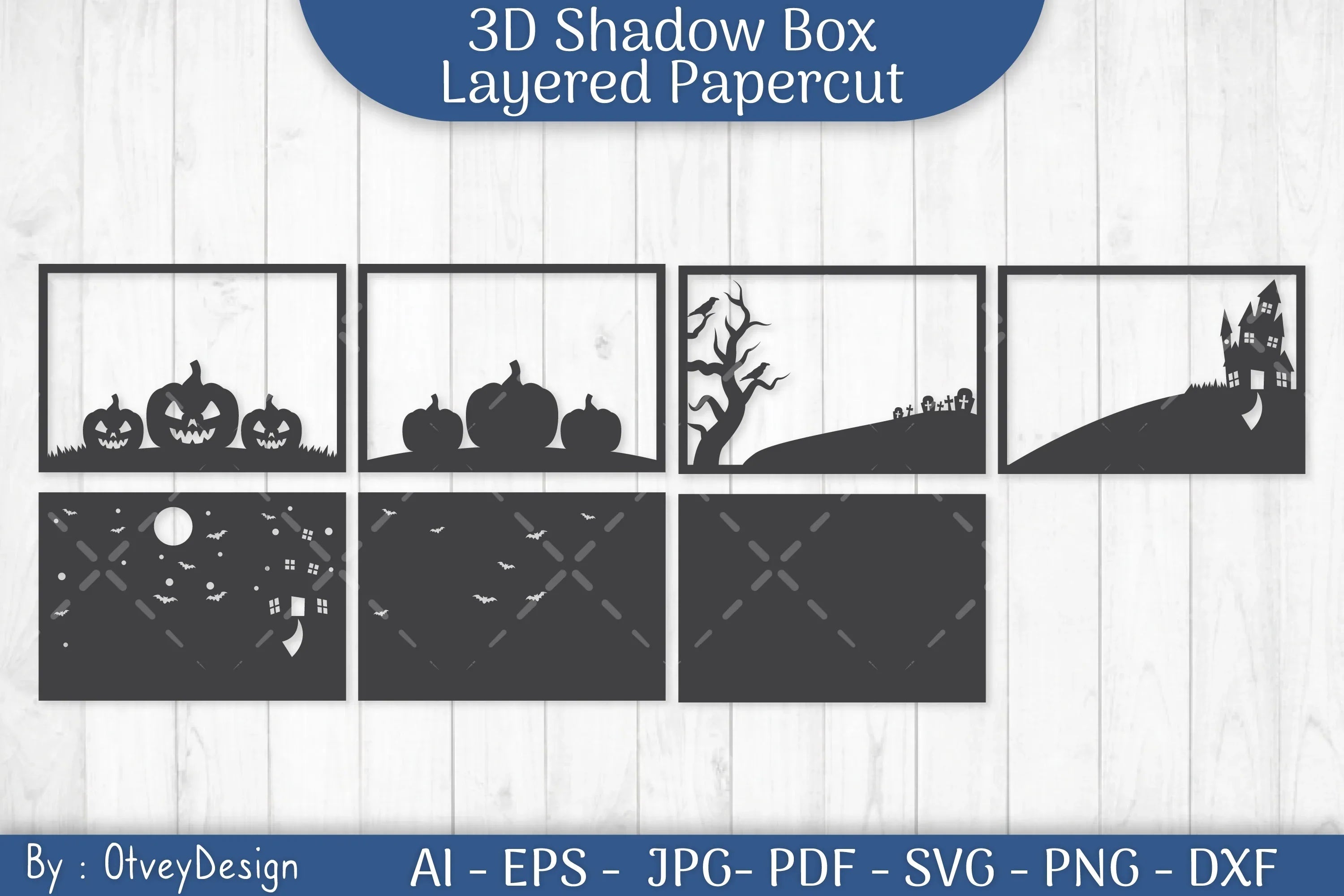 Halloween Scene 3D ShadowBox Layered Papercut SVG Bundle - CraftNest - Digital Crafting and Art