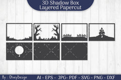 Halloween Scene 3D ShadowBox Layered Papercut SVG Bundle - CraftNest - Digital Crafting and Art