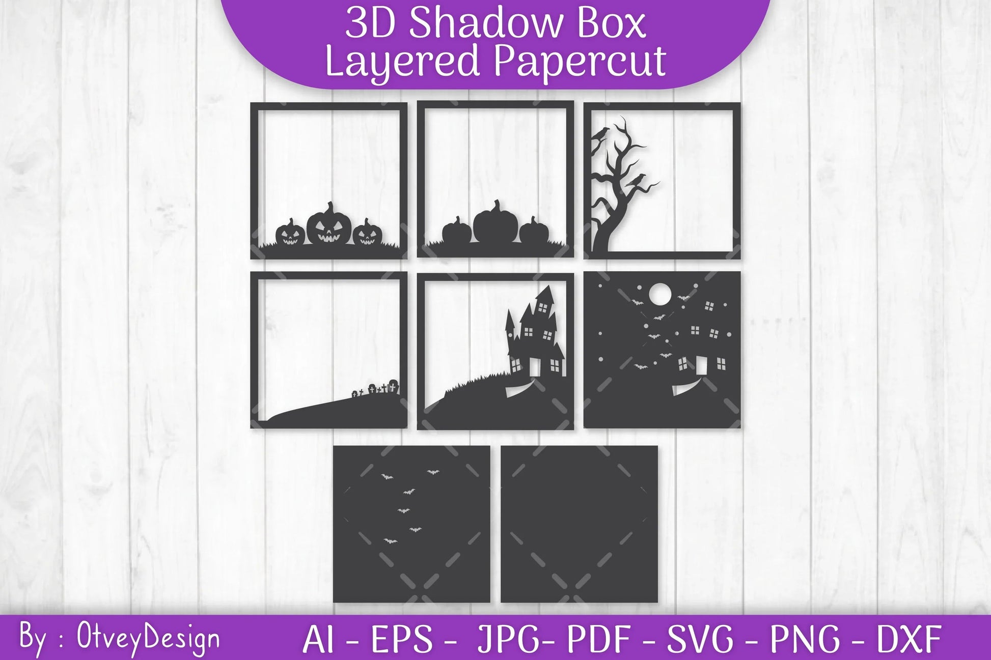 Halloween Scene 3D ShadowBox SVG Bundle - CraftNest - Digital Crafting and Art
