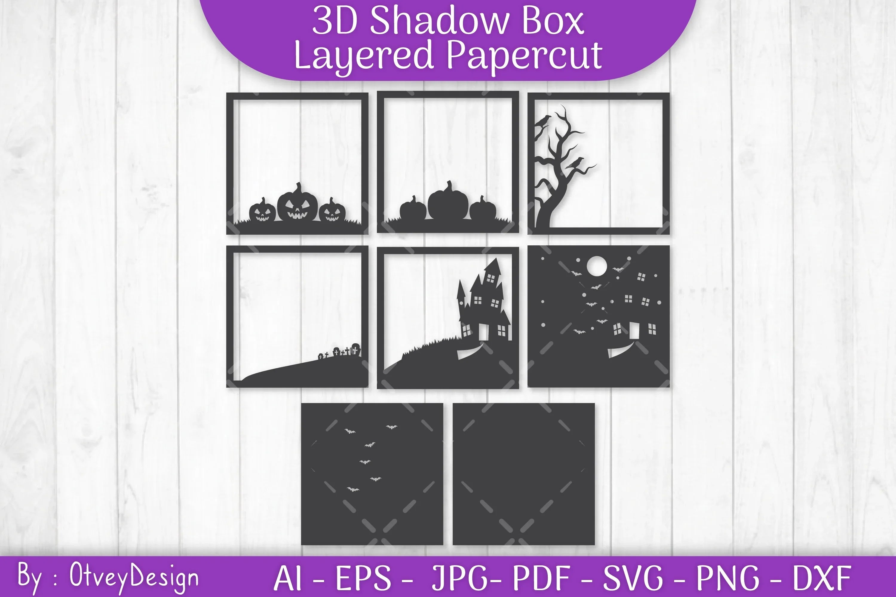 Halloween Scene 3D ShadowBox SVG Bundle - CraftNest - Digital Crafting and Art