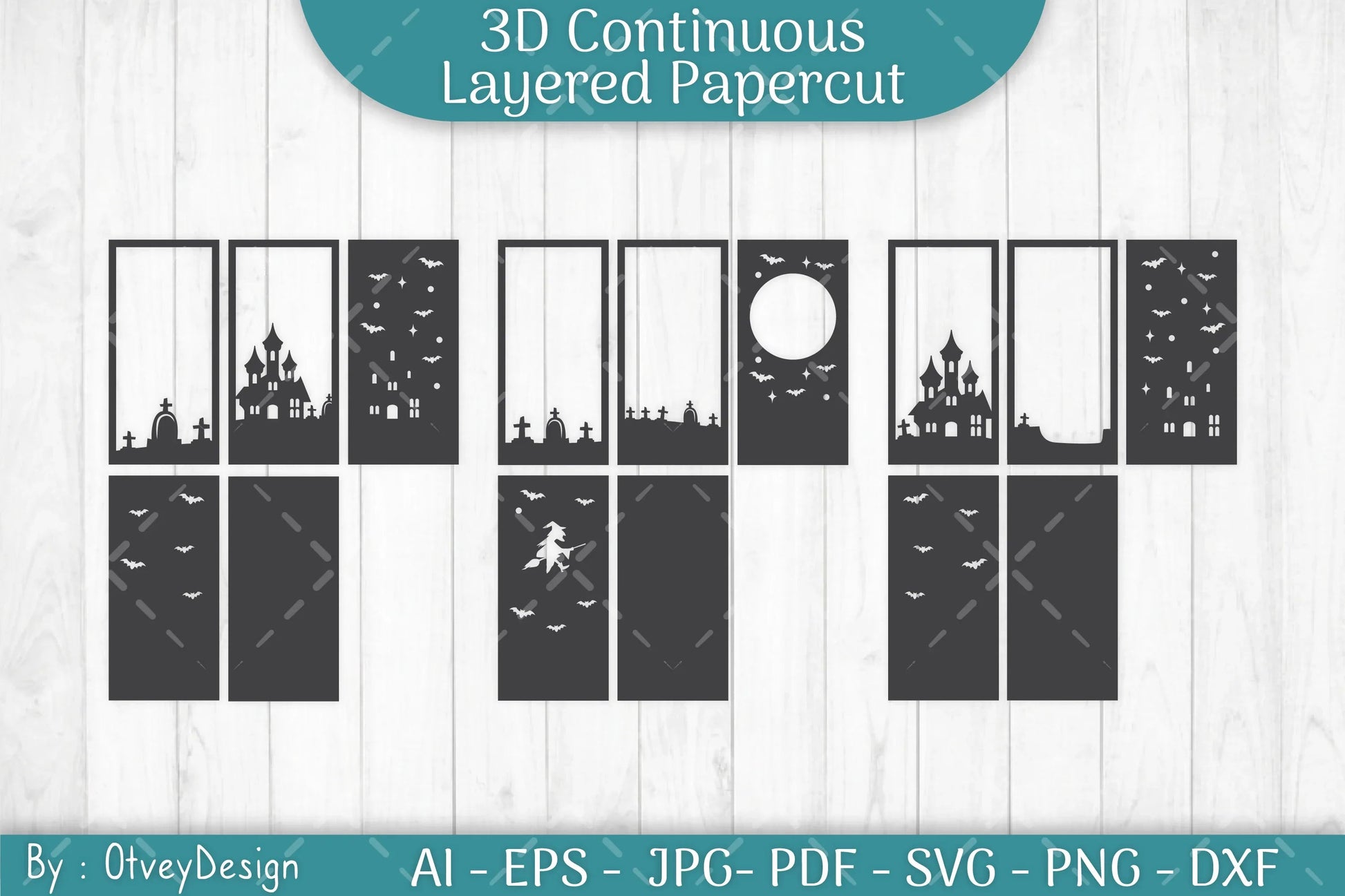 Halloween Scene Continuous Layered Papercut SVG Bundle - CraftNest - Digital Crafting and Art