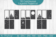 Halloween Scene Continuous Layered Papercut SVG Bundle - CraftNest - Digital Crafting and Art