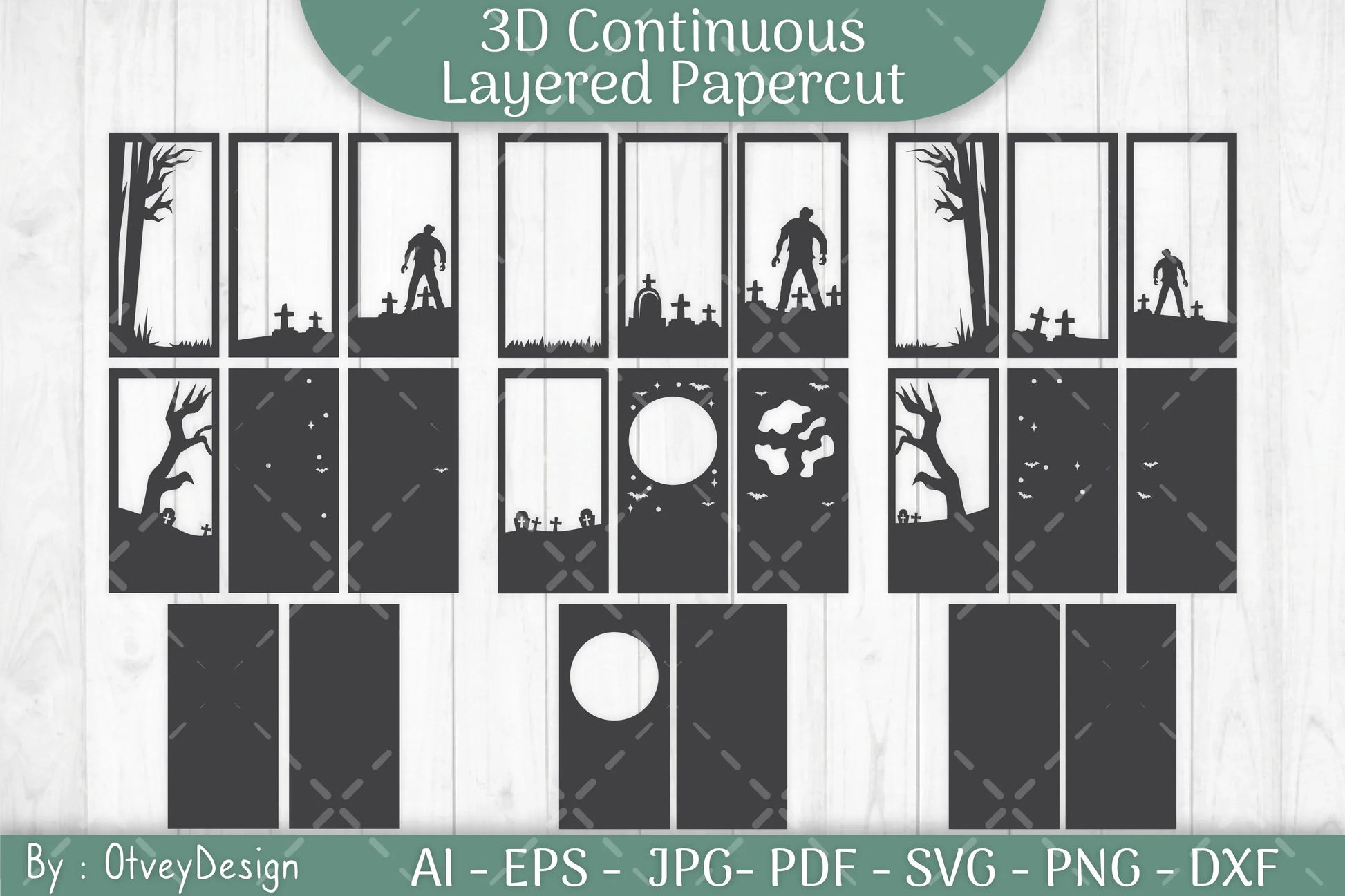 Halloween Scene Continuous Layered Papercut SVG Bundle - CraftNest - Digital Crafting and Art