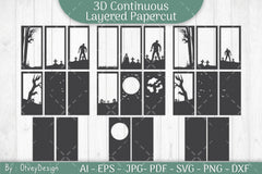 Halloween Scene Continuous Layered Papercut SVG Bundle - CraftNest - Digital Crafting and Art