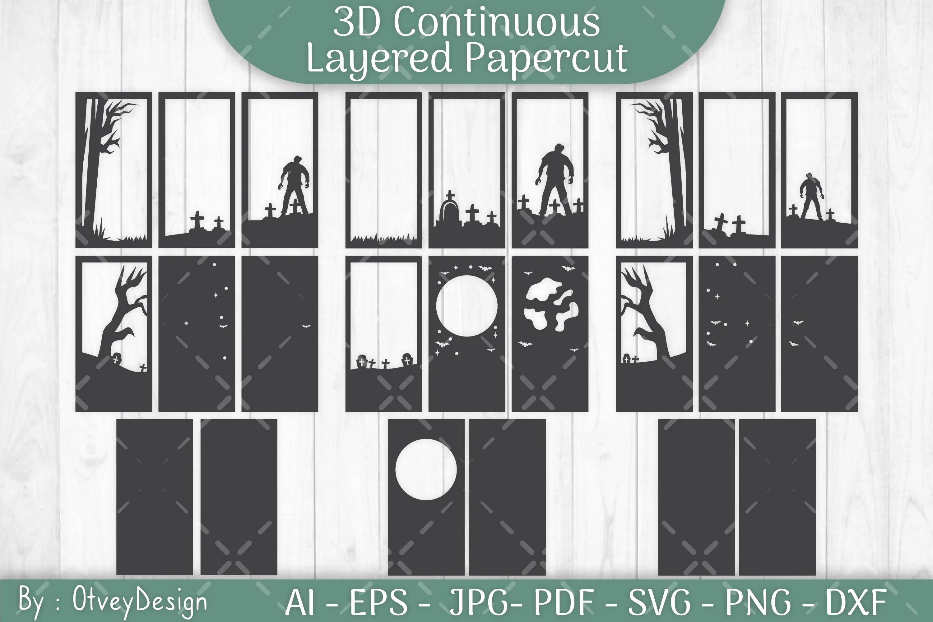 Halloween Scene Continuous Layered Papercut SVG Bundle - CraftNest - Digital Crafting and Art