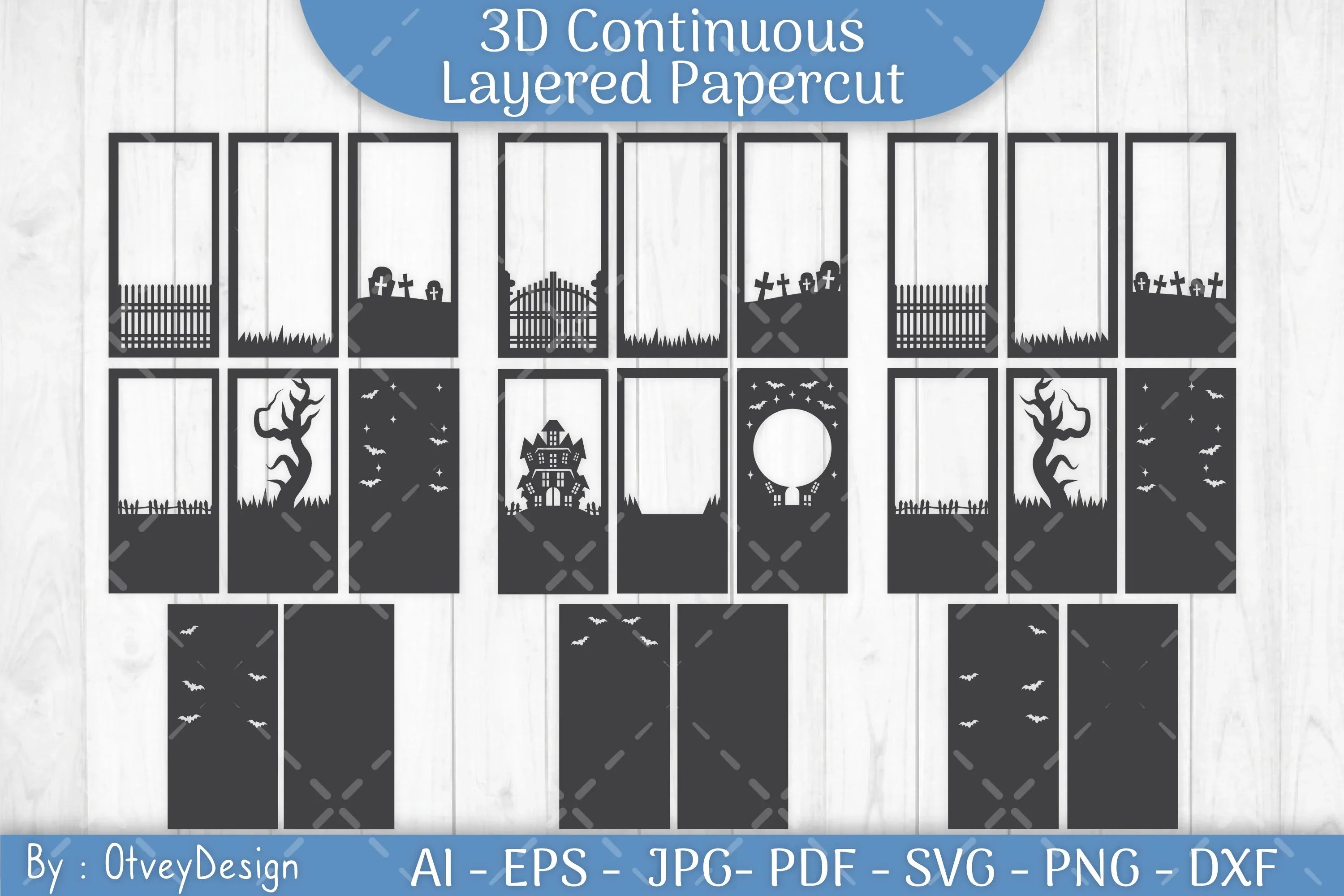 Halloween Scene Layered Papercut SVG Bundle - CraftNest - Digital Crafting and Art