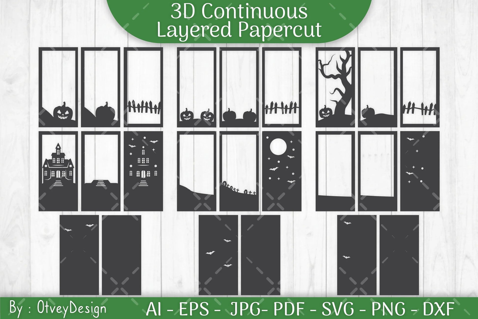 Halloween Scene Layered Papercut SVG Bundle - CraftNest - Digital Crafting and Art