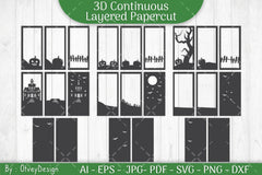 Halloween Scene Layered Papercut SVG Bundle - CraftNest - Digital Crafting and Art