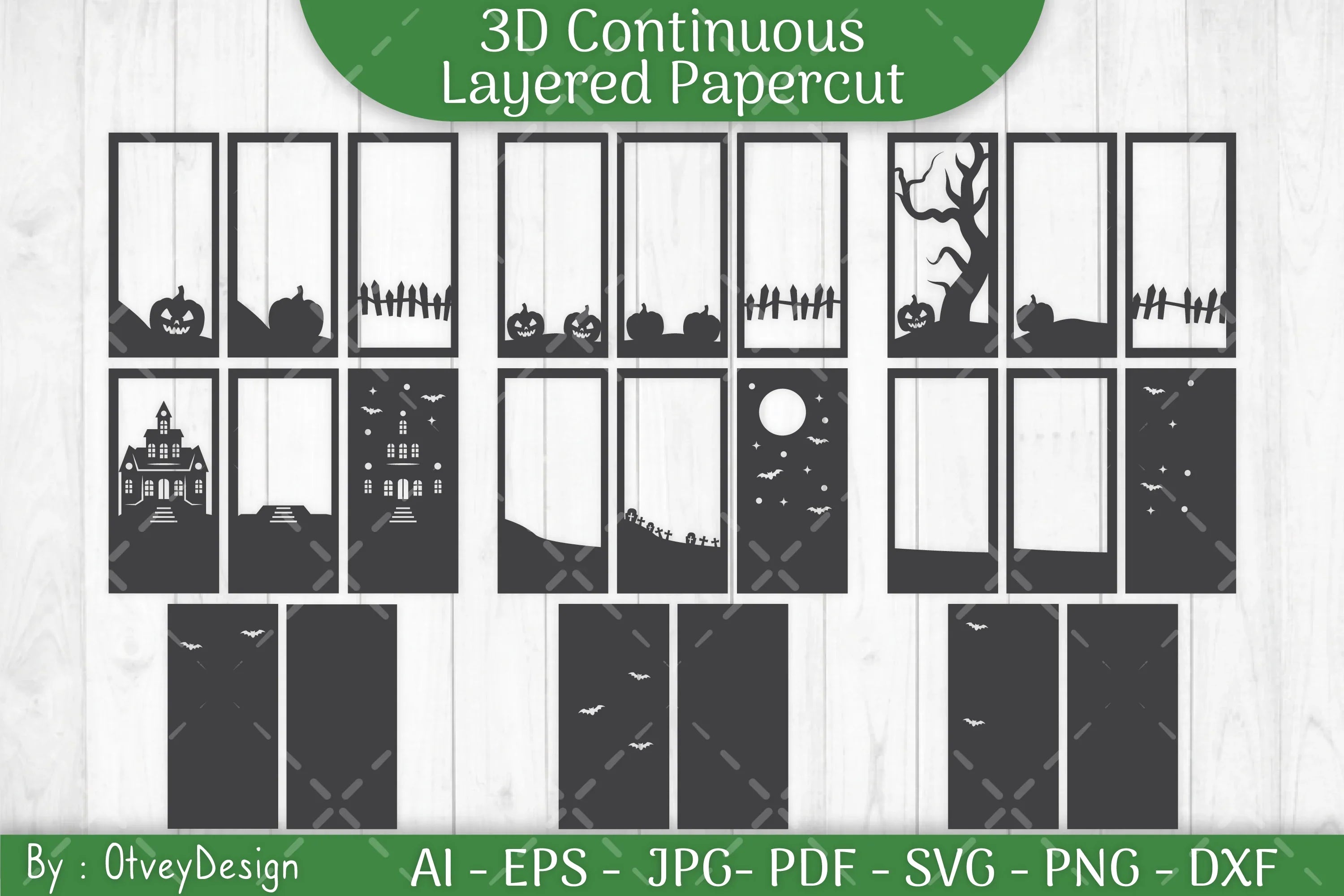 Halloween Scene Layered Papercut SVG Bundle - CraftNest - Digital Crafting and Art