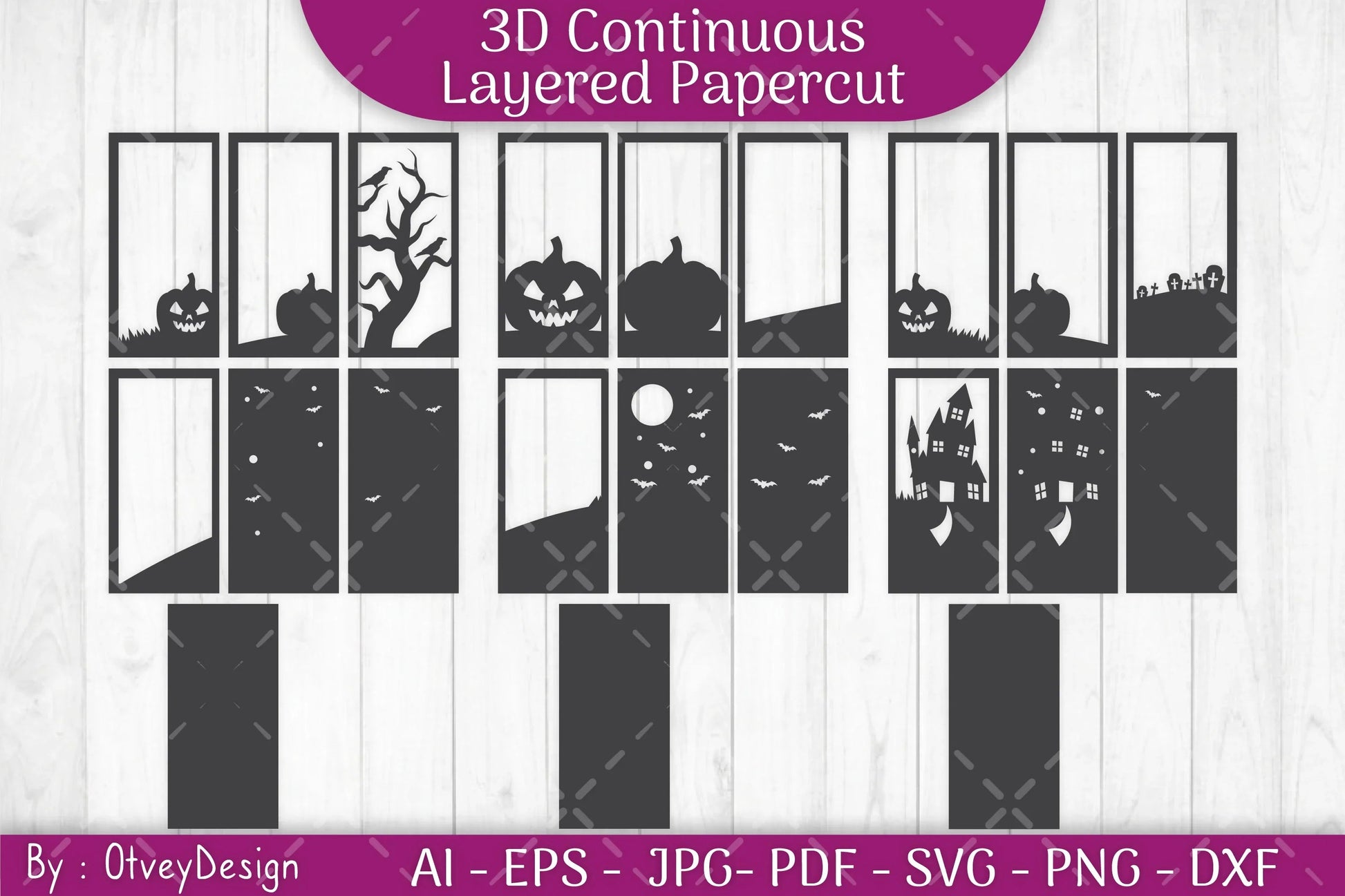 Halloween Scene Layered Papercut SVG Bundle - CraftNest - Digital Crafting and Art
