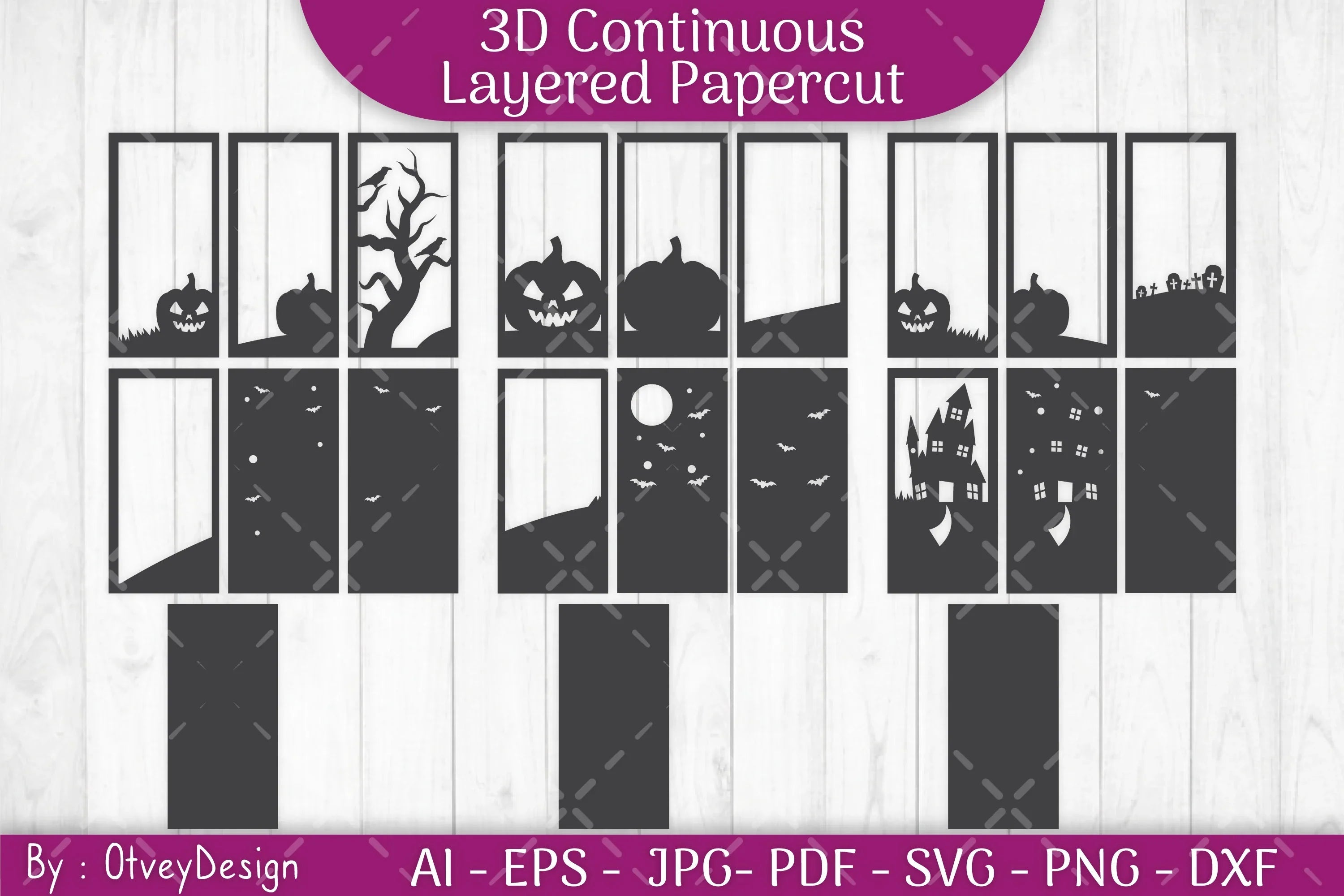 Halloween Scene Layered Papercut SVG Bundle - CraftNest - Digital Crafting and Art