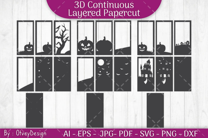 Halloween Scene Layered Papercut SVG Bundle - CraftNest - Digital Crafting and Art