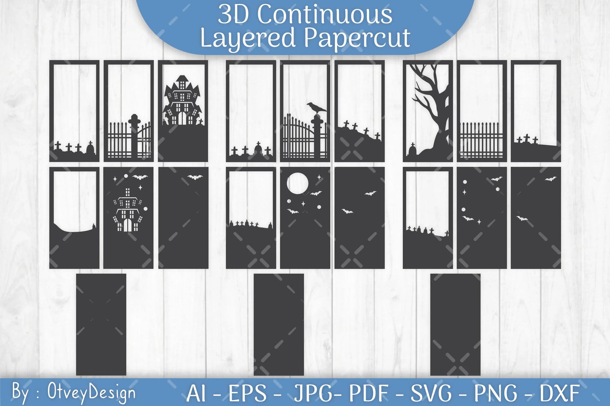 Halloween Scene Layered Papercut SVG Bundle - CraftNest - Digital Crafting and Art