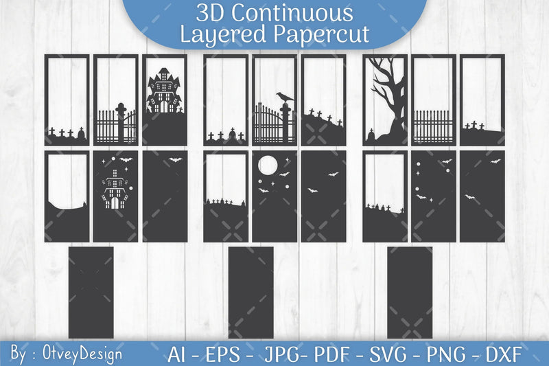Halloween Scene Layered Papercut SVG Bundle - CraftNest - Digital Crafting and Art