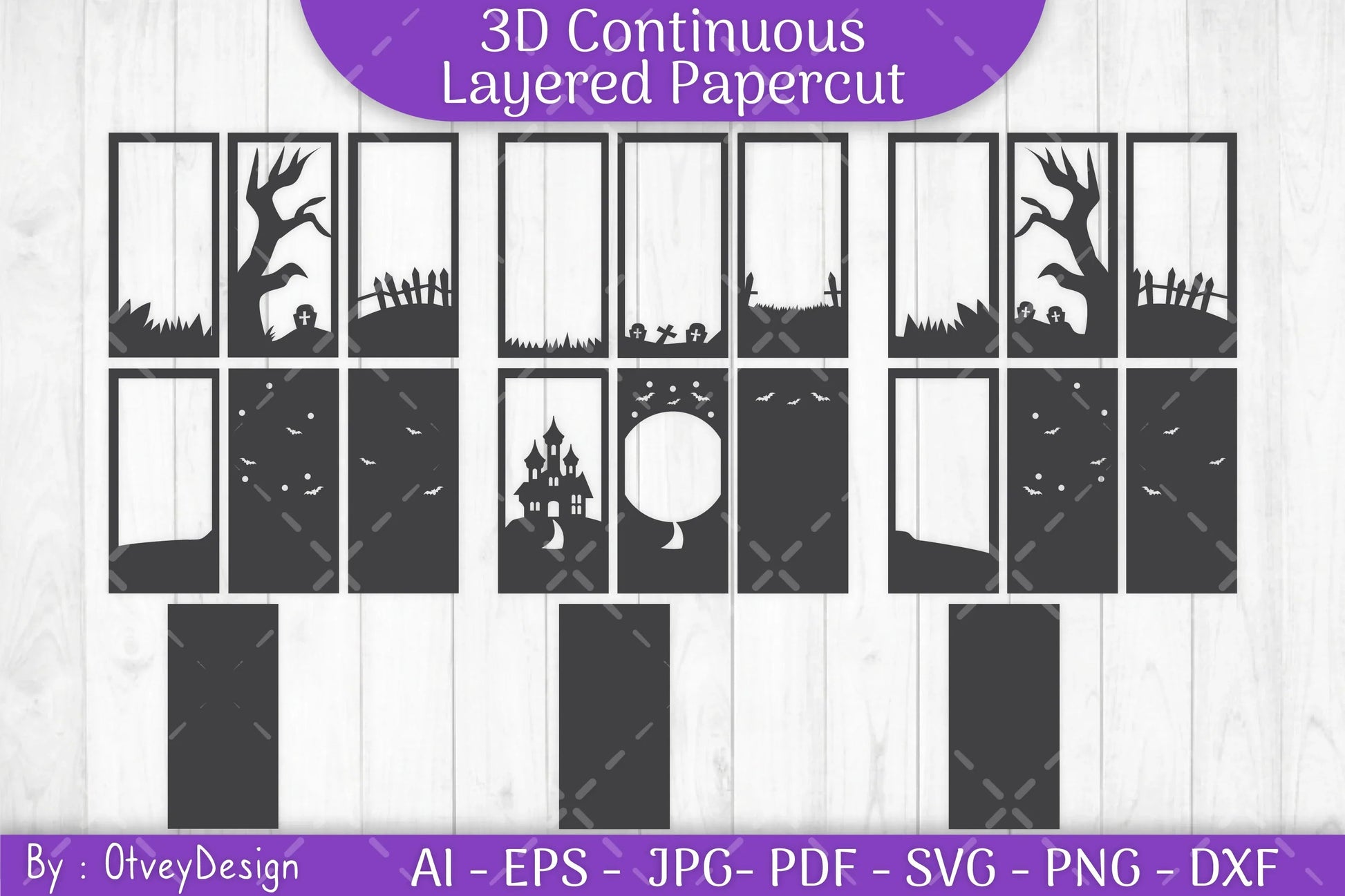 Halloween Scene Layered Papercut SVG Bundle - CraftNest - Digital Crafting and Art