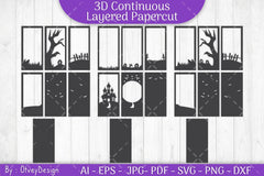 Halloween Scene Layered Papercut SVG Bundle - CraftNest - Digital Crafting and Art