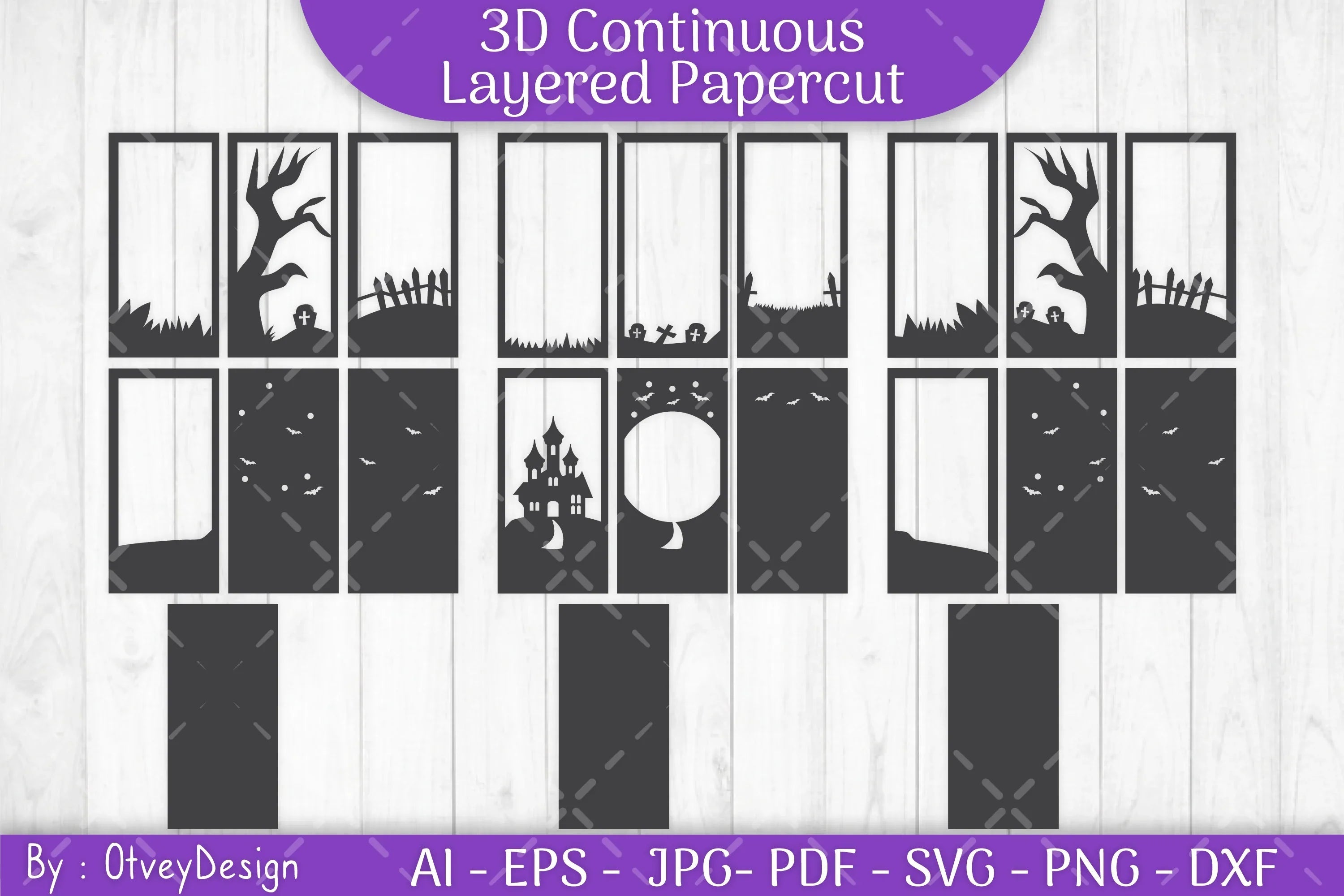 Halloween Scene Layered Papercut SVG Bundle - CraftNest - Digital Crafting and Art