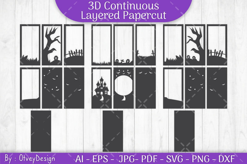 Halloween Scene Layered Papercut SVG Bundle - CraftNest - Digital Crafting and Art