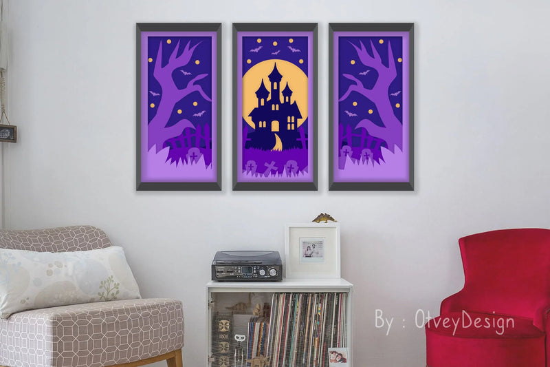 Halloween Scene Layered Papercut SVG Bundle - CraftNest - Digital Crafting and Art