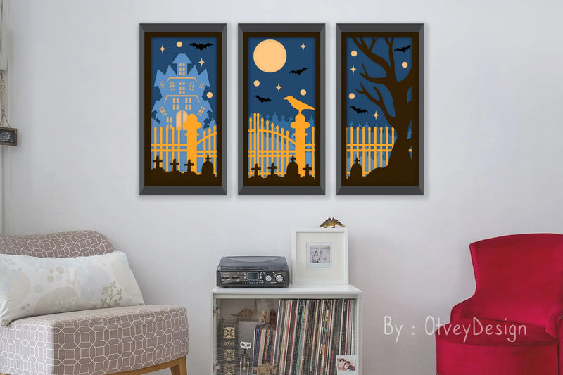 Halloween Scene Layered Papercut SVG Bundle - CraftNest - Digital Crafting and Art