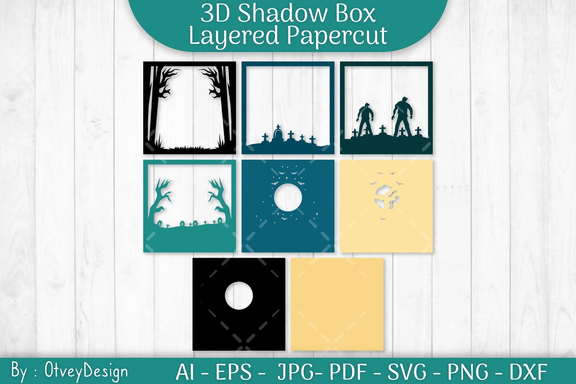 Halloween Zombie 3D Shadow Box SVG Bundle - CraftNest - Digital Crafting and Art