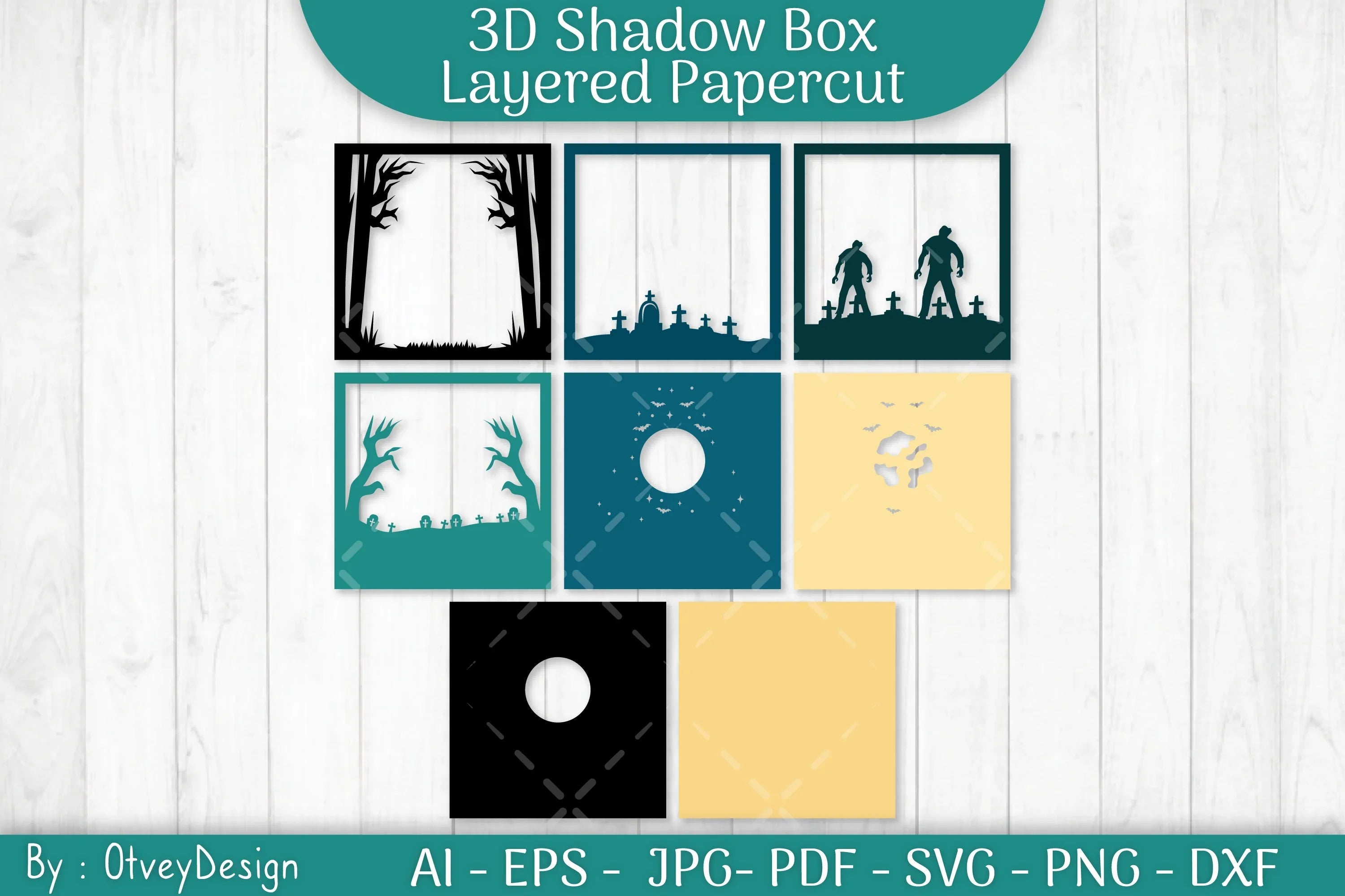 Halloween Zombie 3D Shadow Box SVG Bundle - CraftNest - Digital Crafting and Art