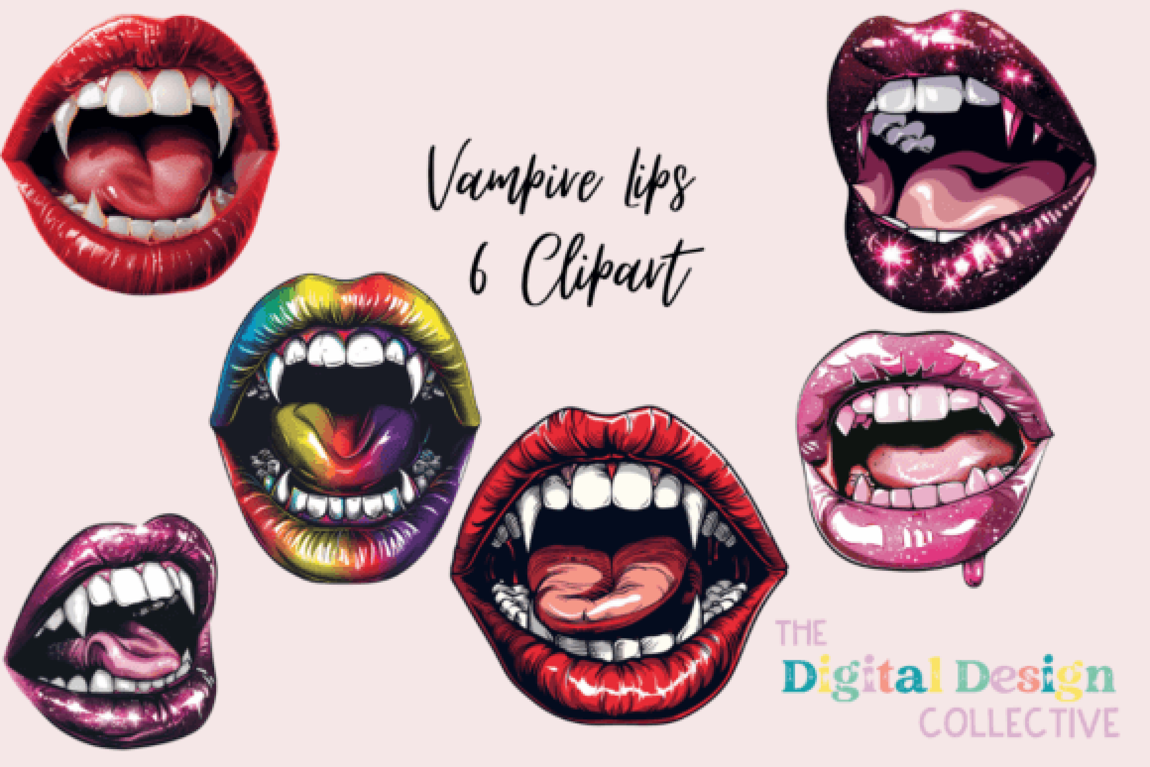 Vampire Lips Halloween Clipart Bundle