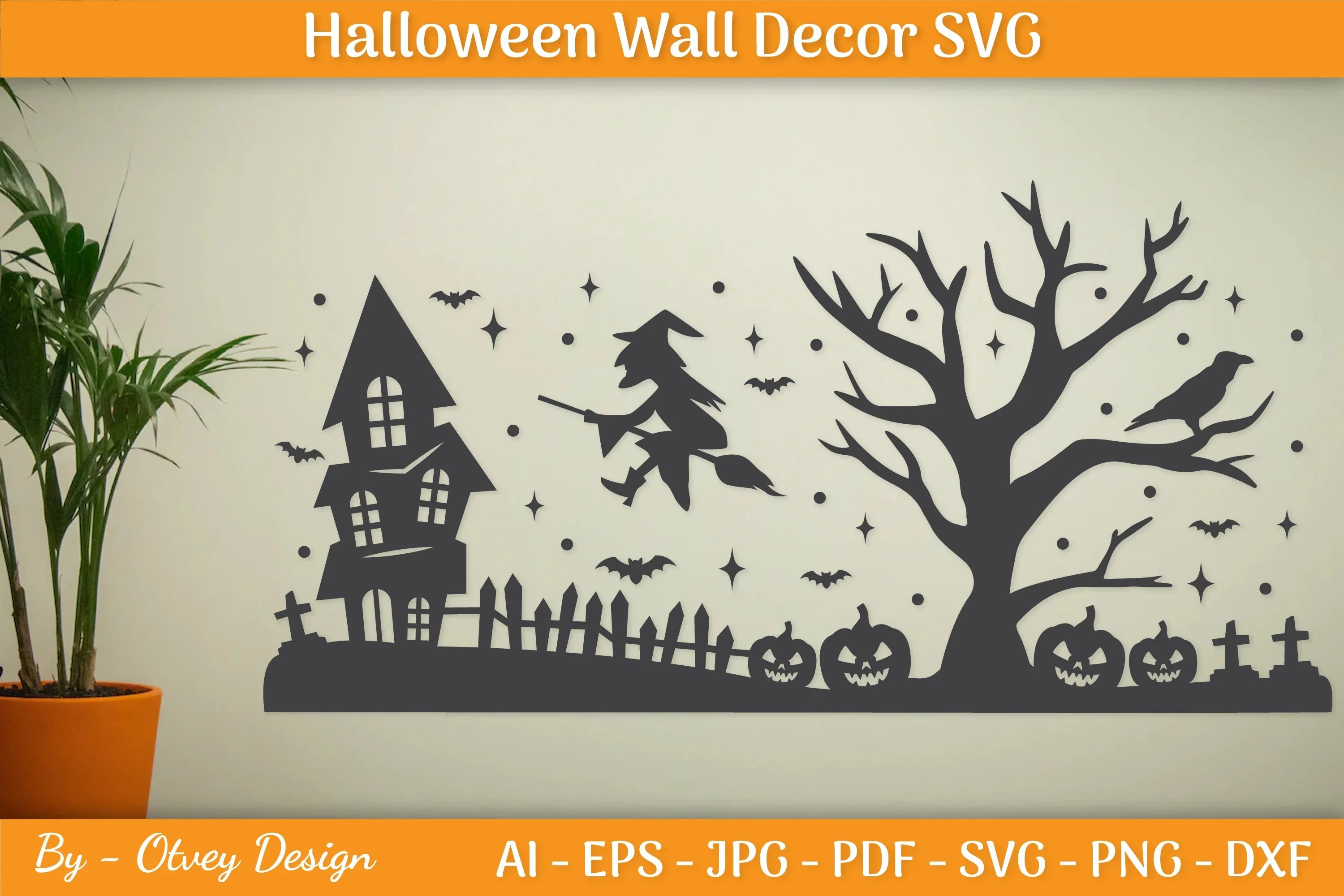 Halloween Wall Decor Silhouette SVG Bundle - CraftNest - Digital Crafting and Art