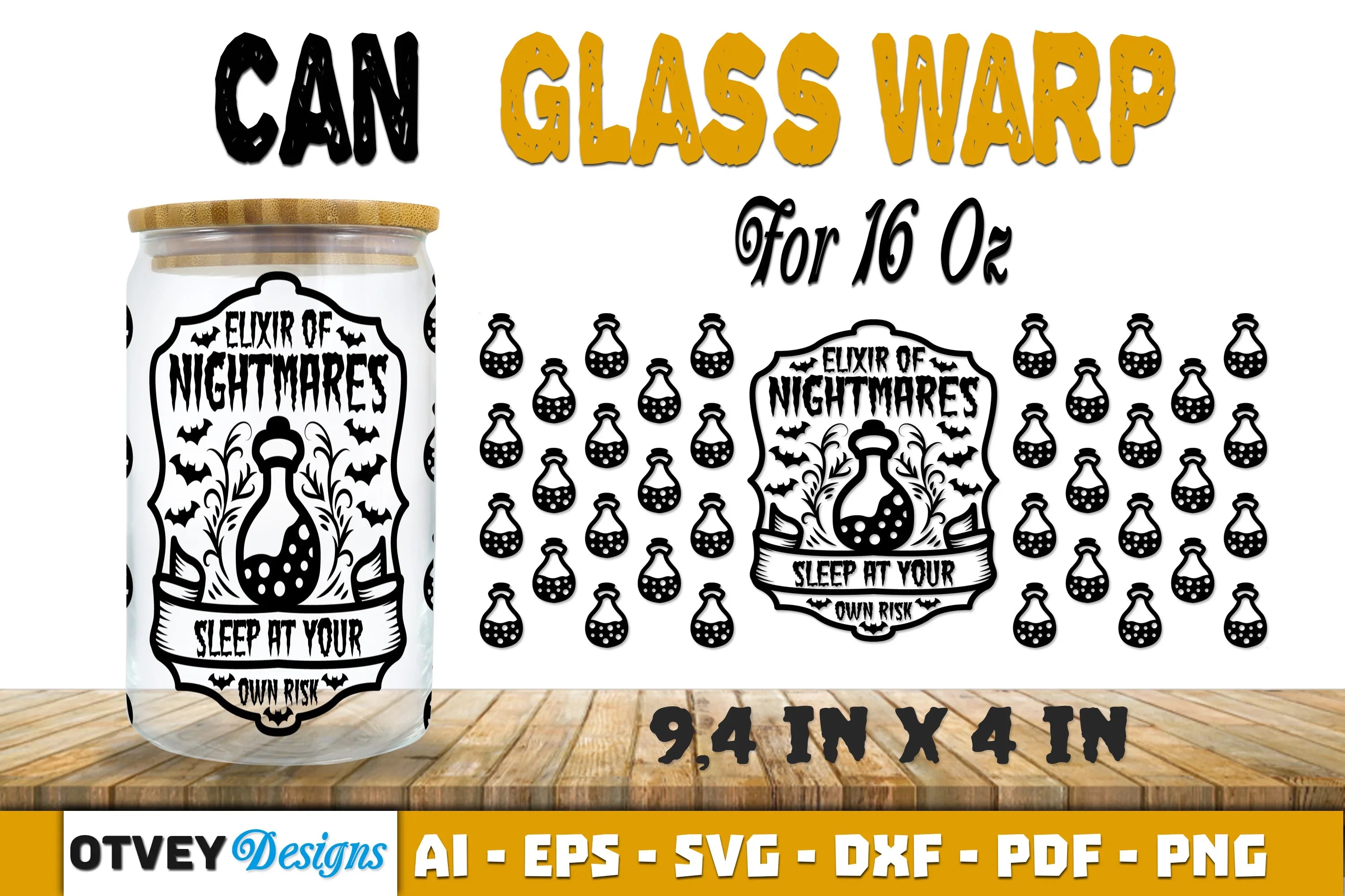 Halloween 16 oz Can Glass Wrap SVG Bundle171 - CraftNest - Digital Crafting and Art