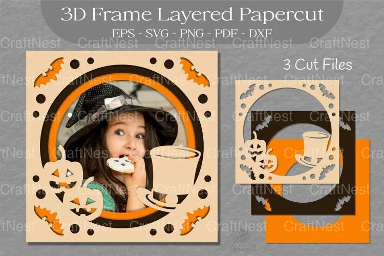 Halloween 3D Frame Layered Papercut SVG Bundle - CraftNest - Digital Crafting and Art