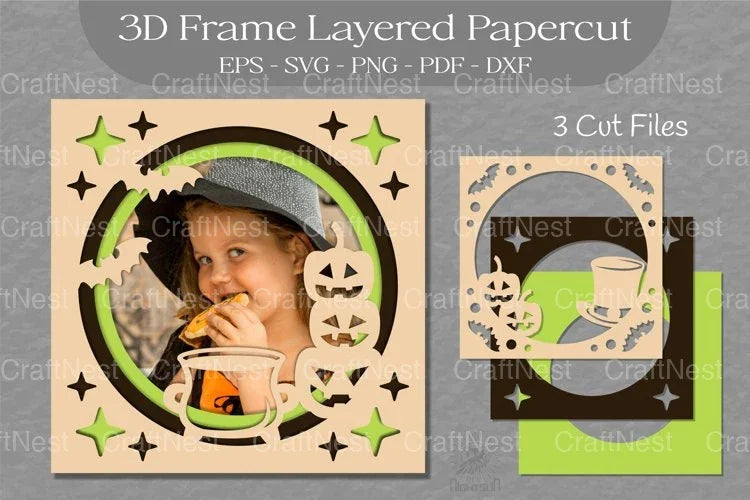Halloween 3D Frame Layered Papercut SVG Bundle - CraftNest - Digital Crafting and Art