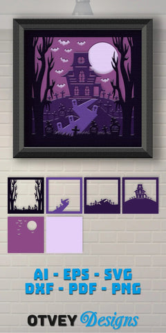 Halloween 3D Shadow Box SVG Bundle 8 - CraftNest - Digital Crafting and Art