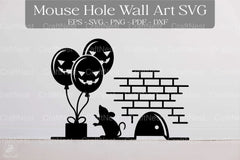 Halloween Balloon Mouse Hole Wall Art Sticker Clipart Bundle - CraftNest - Digital Crafting and Art
