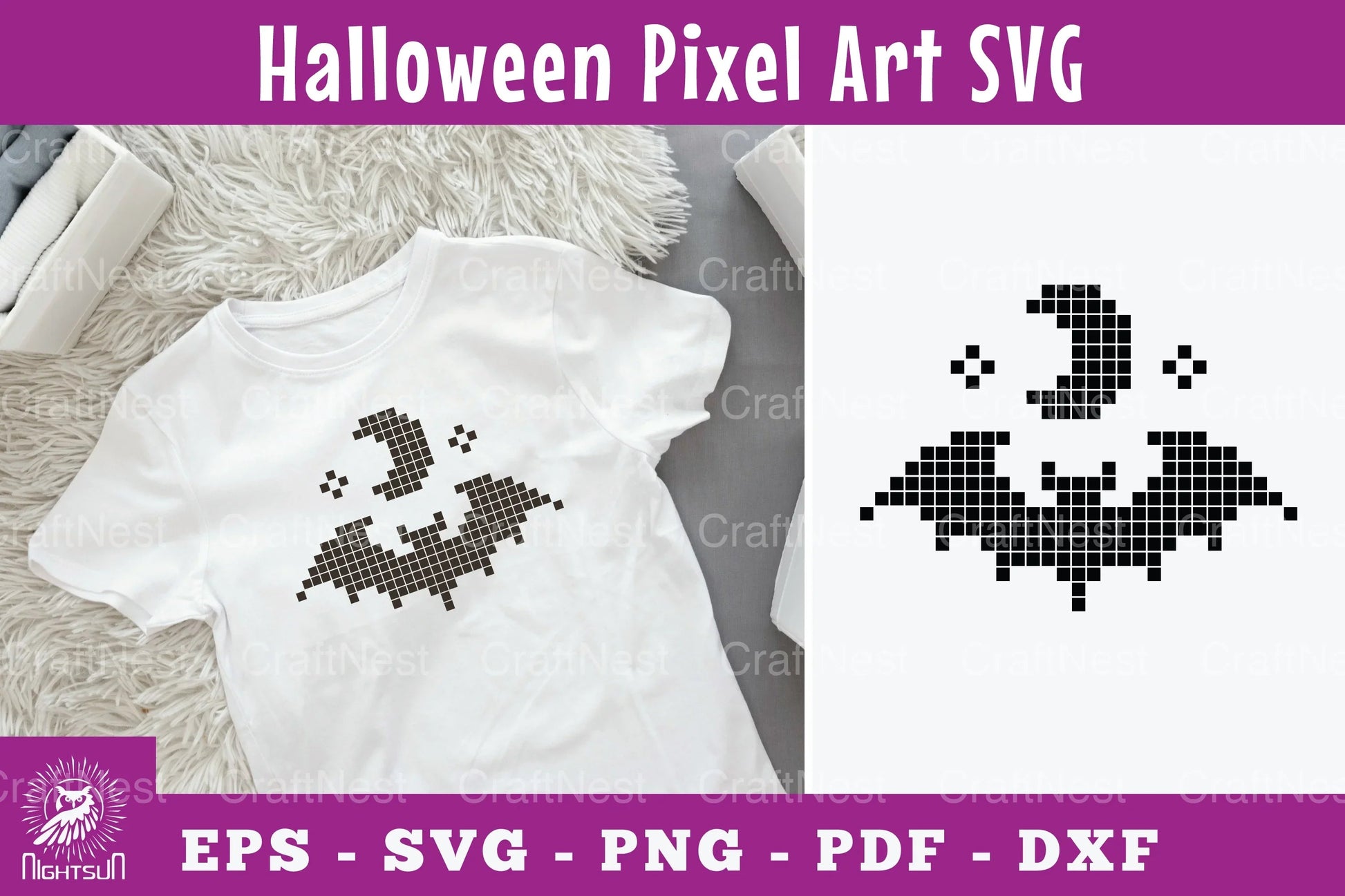 Halloween Bat Pixel Art Clipart Bundle - CraftNest - Digital Crafting and Art