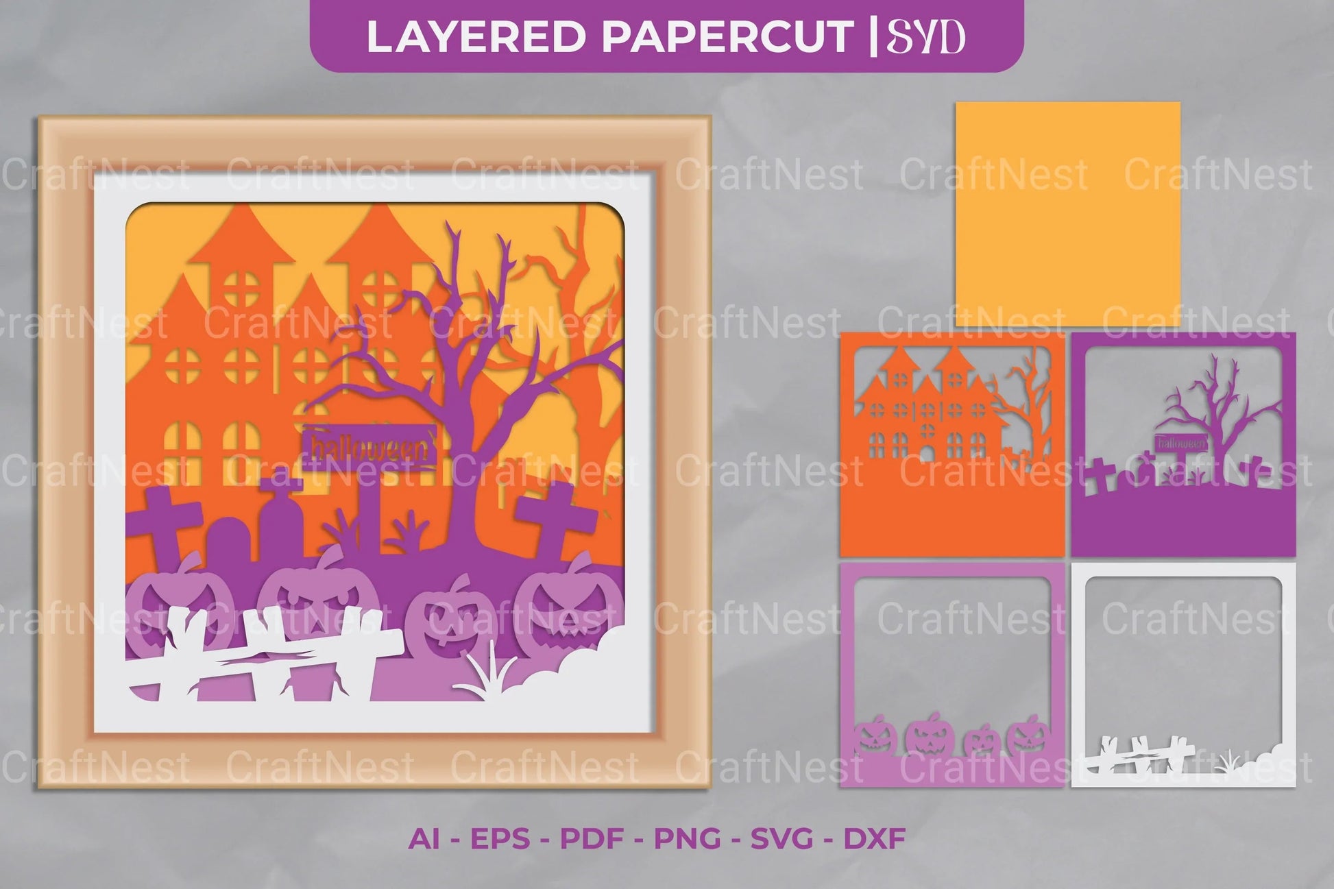 Halloween Castle 3D Shadow Box SVG Bundle - CraftNest - Digital Crafting and Art