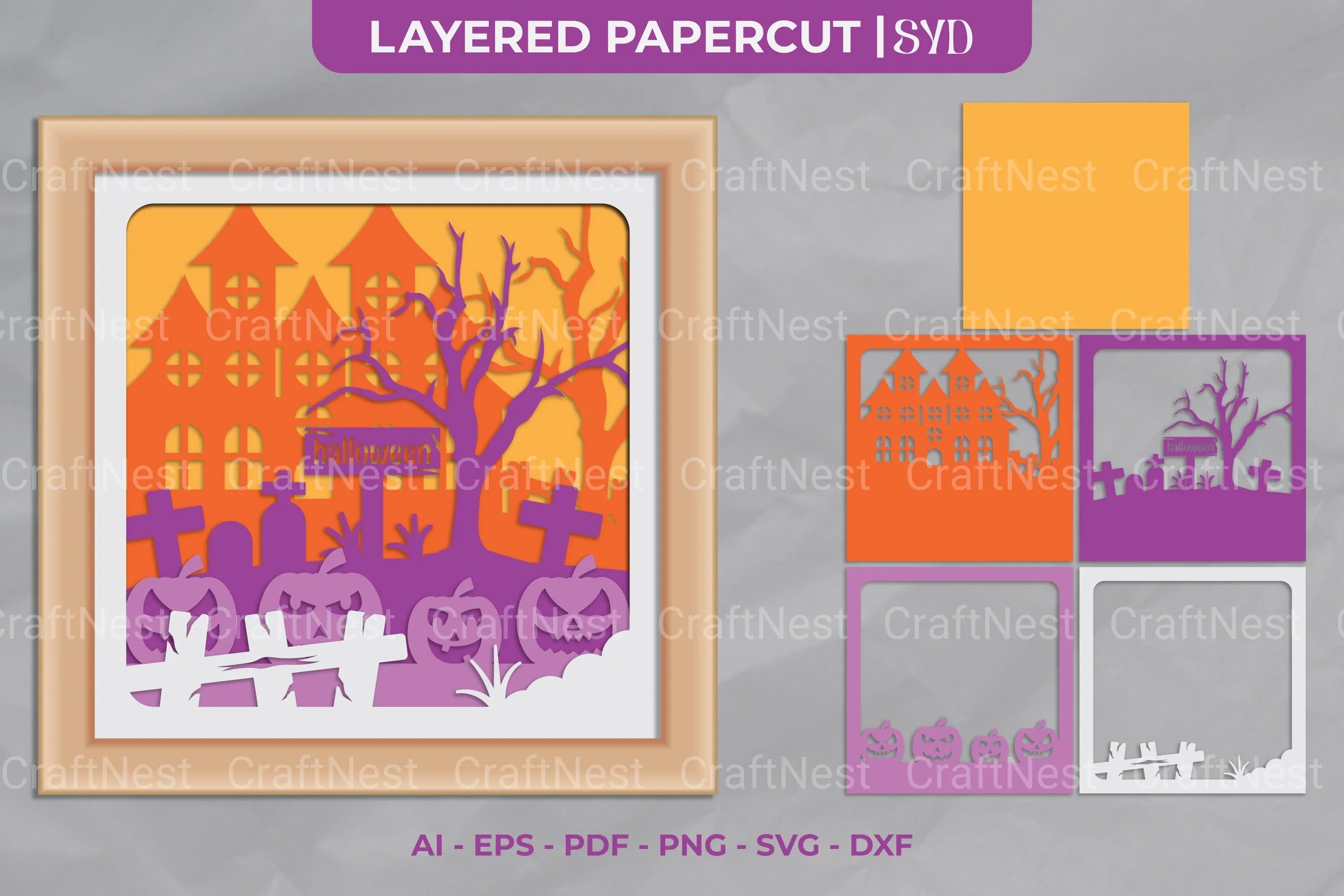 Halloween Castle 3D Shadow Box SVG Bundle - CraftNest - Digital Crafting and Art