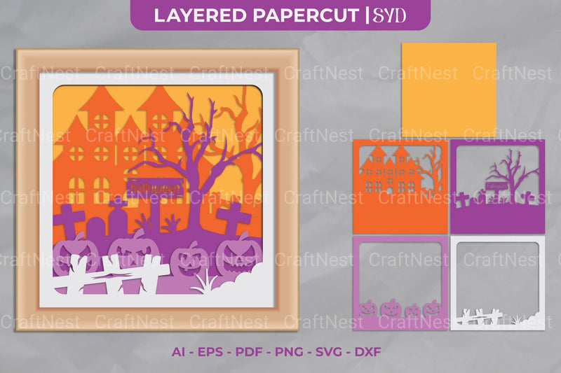 Halloween Castle 3D Shadow Box SVG Bundle - CraftNest - Digital Crafting and Art