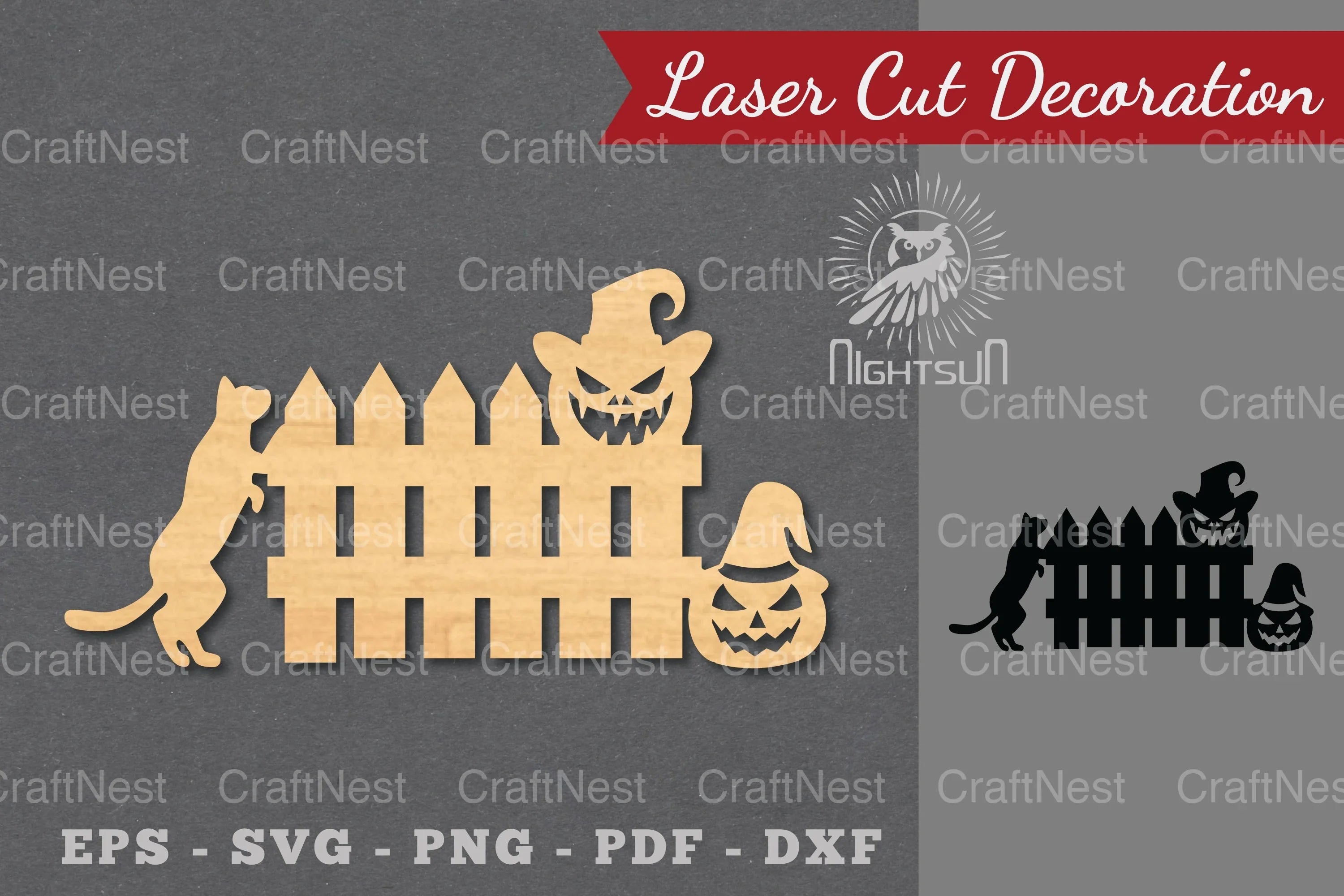 Halloween Cat Laser Cut Decoration Clipart Bundle - CraftNest - Digital Crafting and Art