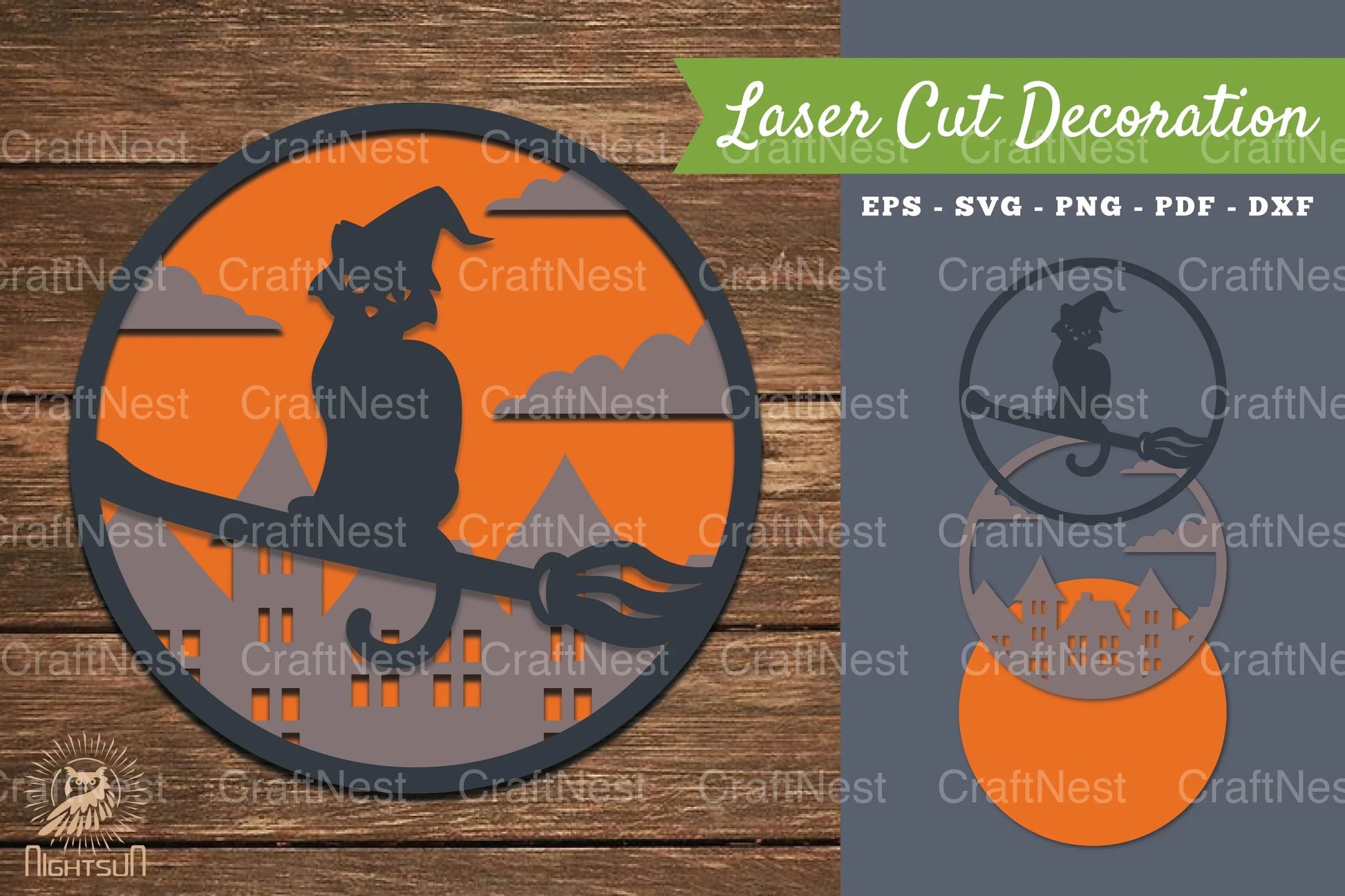 Halloween Cat Laser Cut Decoration Clipart Bundle - CraftNest - Digital Crafting and Art