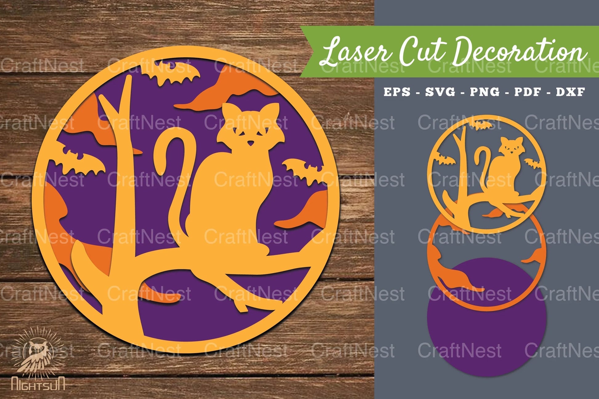 Halloween Cat Laser Cut Decoration Clipart Bundle - CraftNest - Digital Crafting and Art
