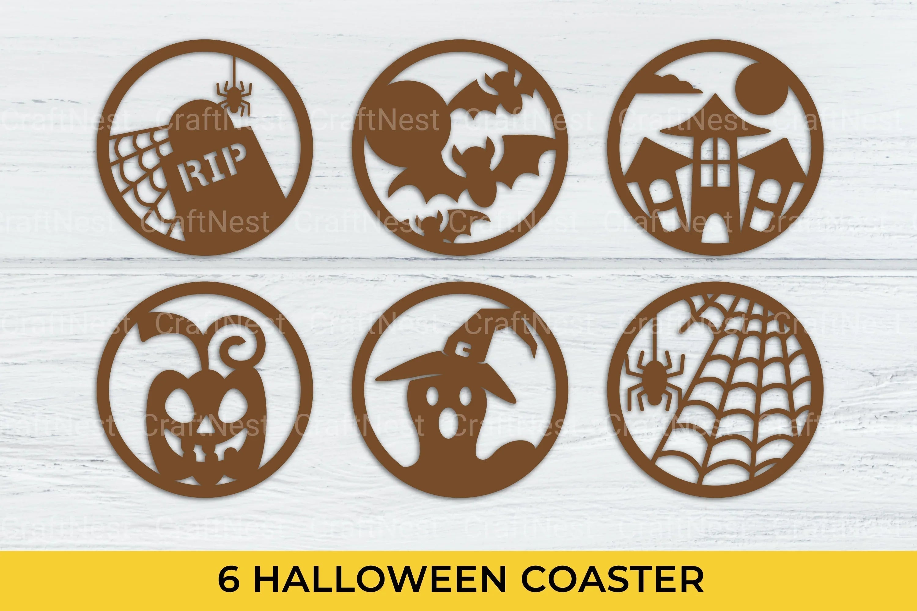 Halloween Coaster Lasercut SVG Bundle - CraftNest - Digital Crafting and Art