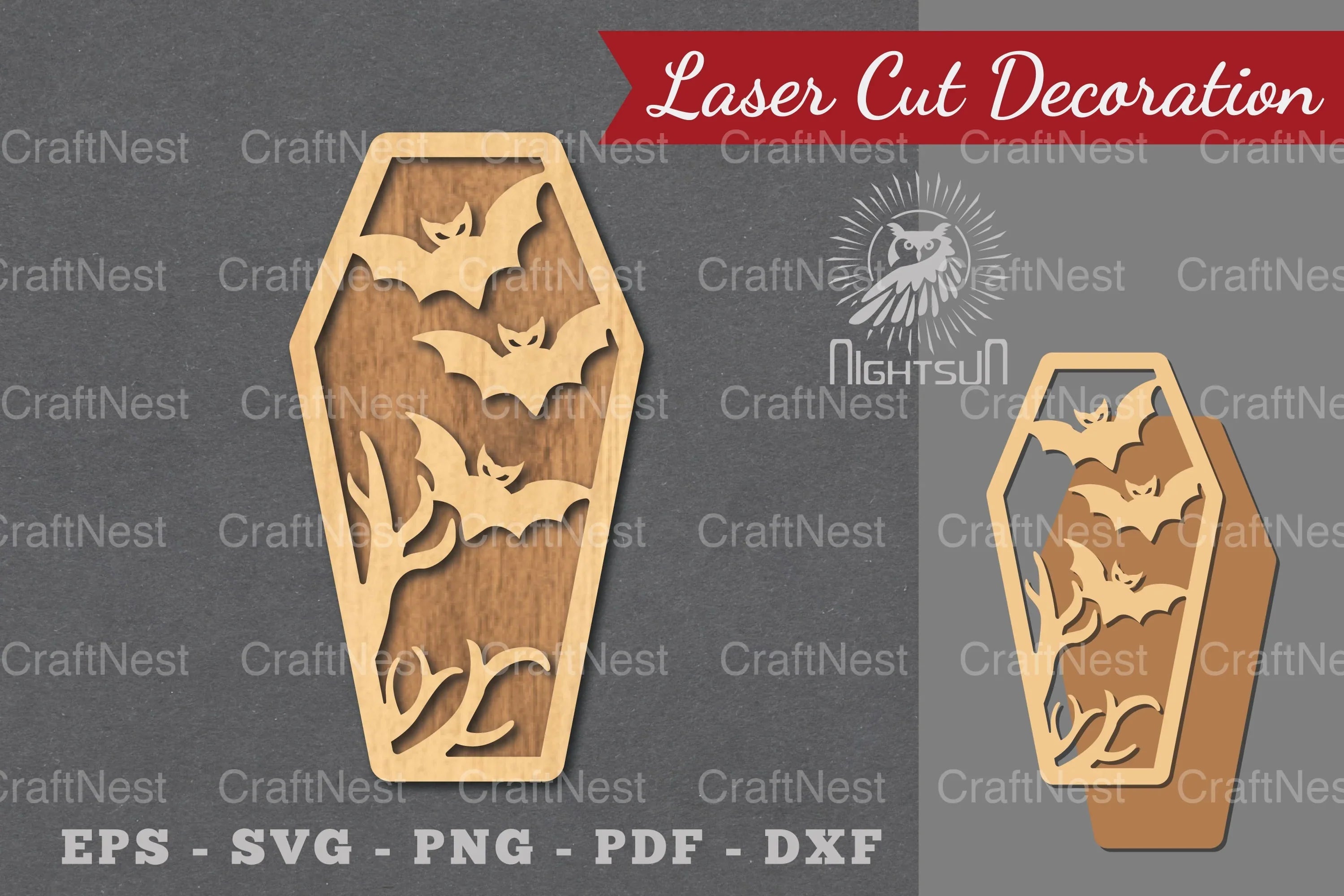 Halloween Coffin Laser Cut Decoration Clipart Bundle - CraftNest - Digital Crafting and Art