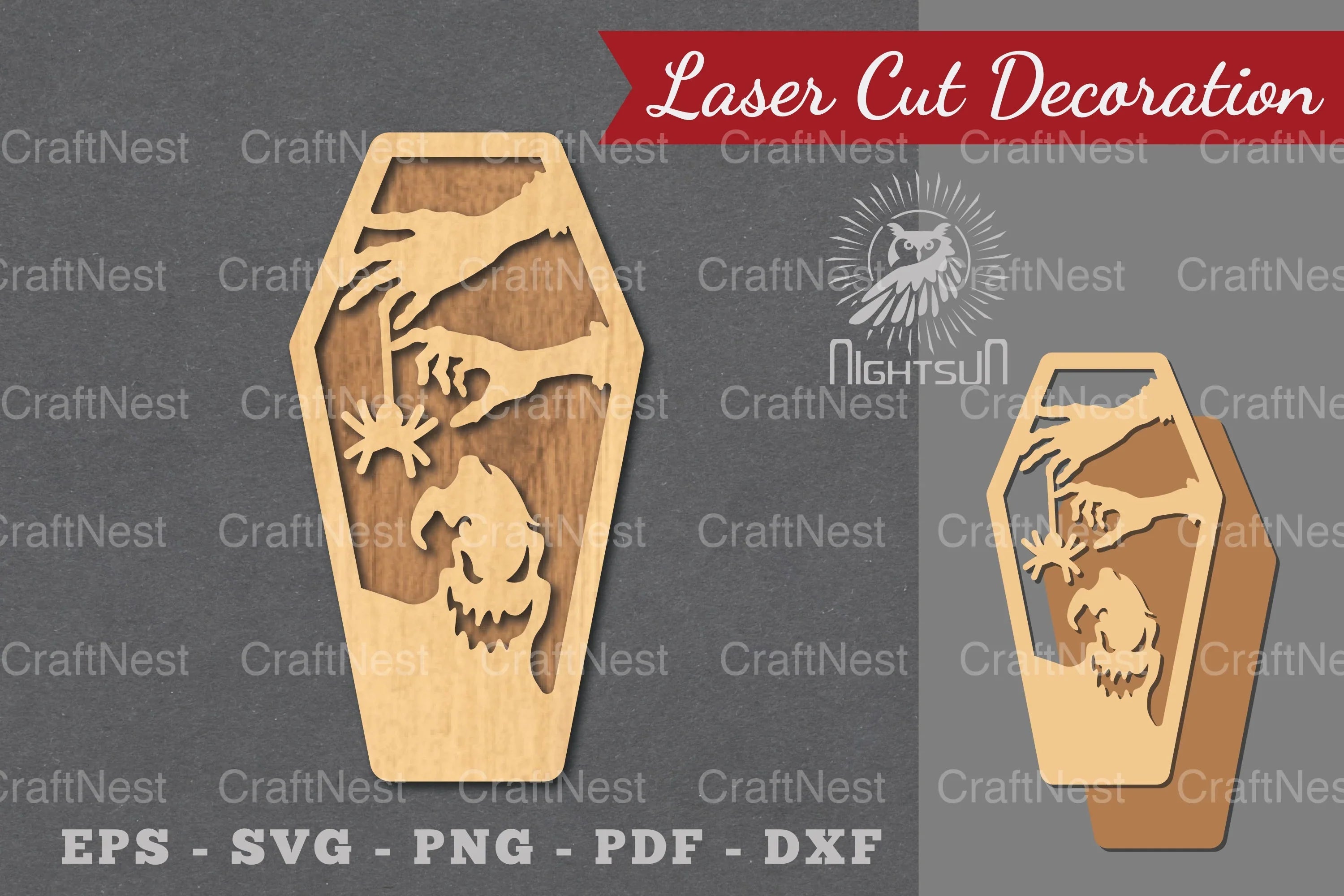Halloween Coffin Laser Cut Decoration Clipart Bundle - CraftNest - Digital Crafting and Art