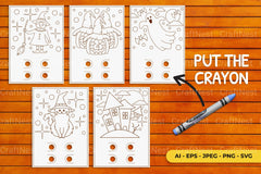 Halloween Coloring Card Bundle - SVG Clipart Collection - CraftNest - Digital Crafting and Art