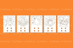 Halloween Coloring Card Bundle - SVG Clipart Collection - CraftNest - Digital Crafting and Art