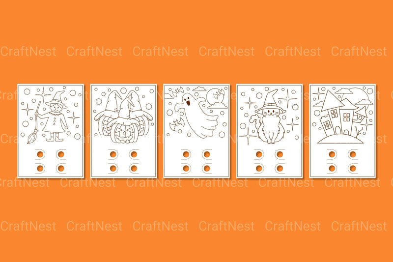 Halloween Coloring Card Bundle - SVG Clipart Collection - CraftNest - Digital Crafting and Art