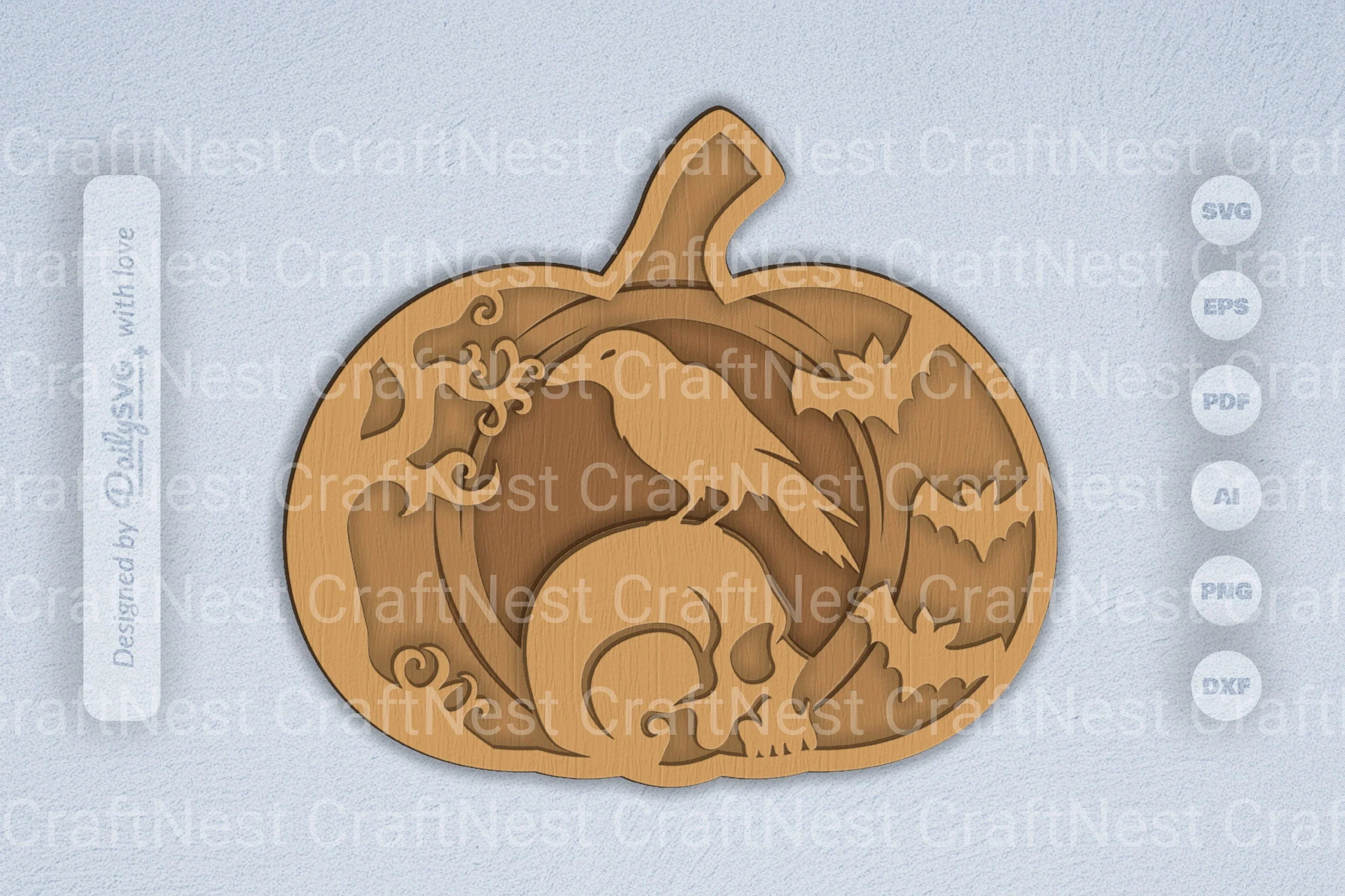 Halloween Crow Pumpkin Laser Cut SVG Bundle
